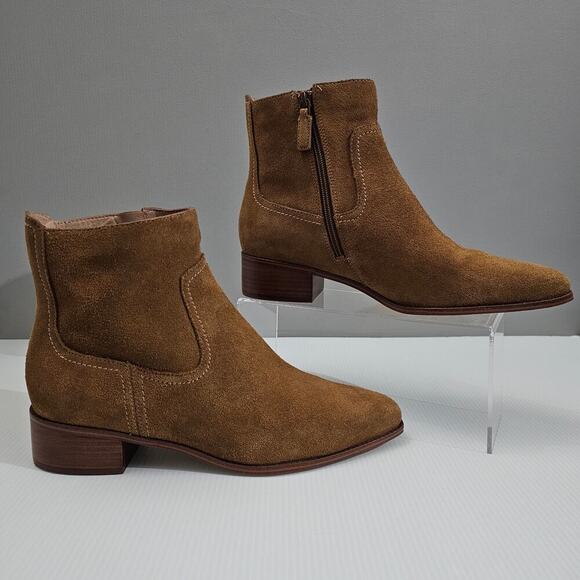 Cole Haan Naia Ankle Bootie Western Cowgirl Golden Toffee Suede Size 9.5 - Picture 3 of 16